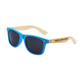 Retro Bamboo Arms Sunglasses - Blue Front